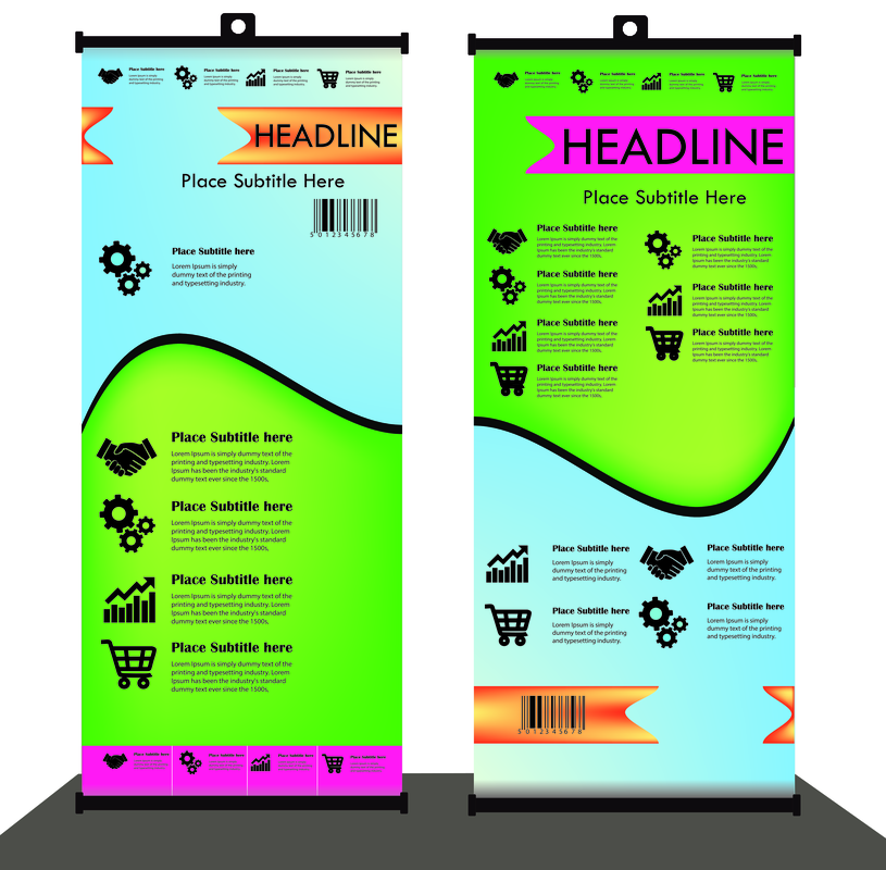 Blue green colour roll-up banner