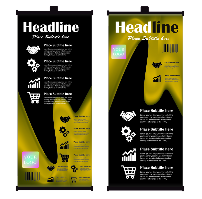 Black and gold color rollup banner