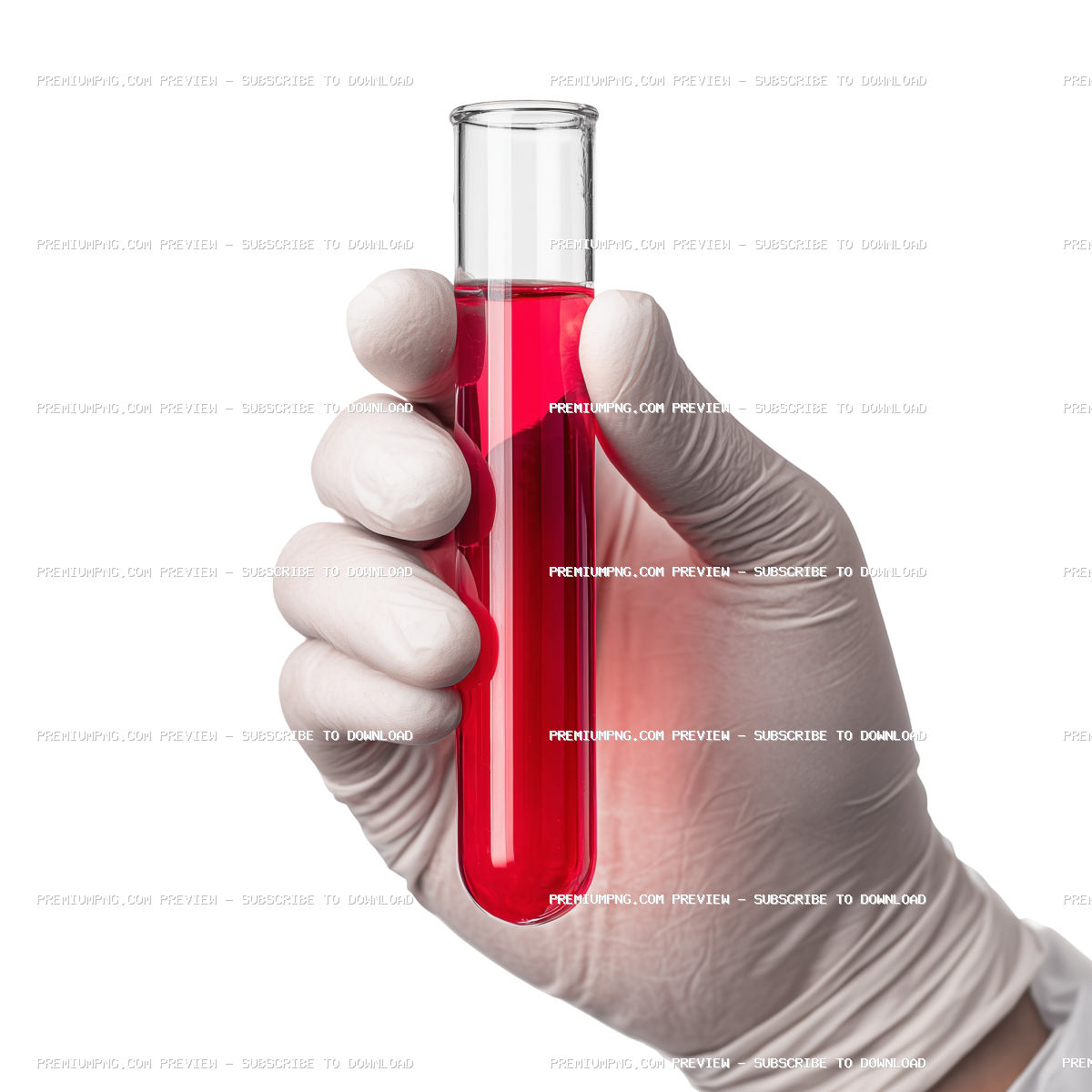 Hand holding test tube filled with vibrant red liquid transparent png image