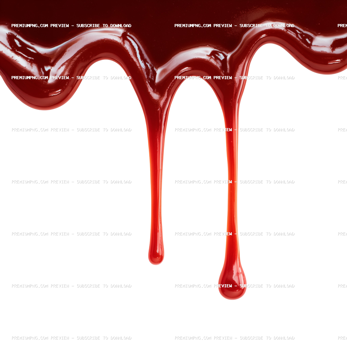 a dark red ketchup drip that runs along the line and down from the top