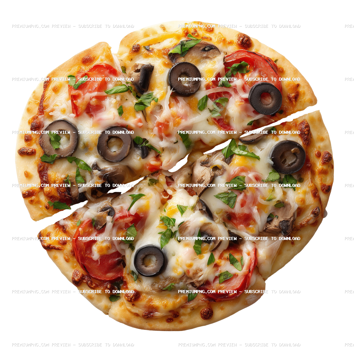 pita bread pizza, food style, white background.