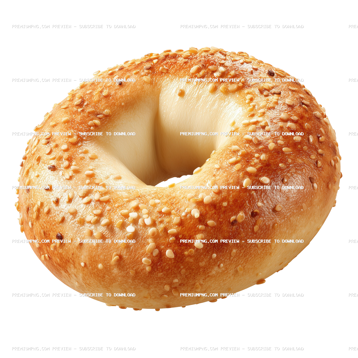 Delicious bagel with a golden crust isolated on a white transparent background