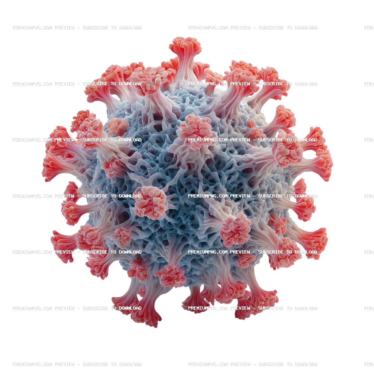 a 3d rendering of a virus on transparent background