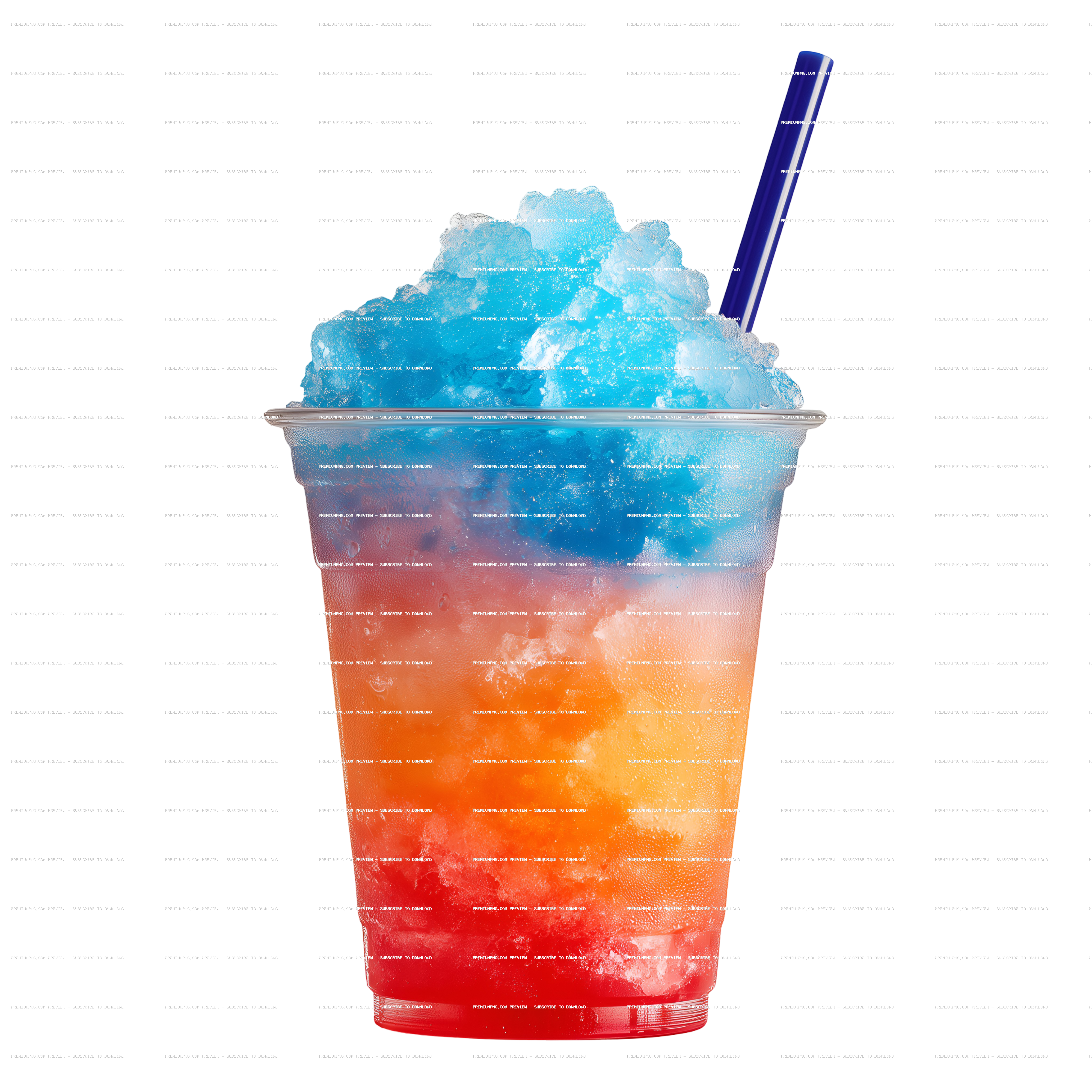 A brightly colored drink with a straw presenting a refreshing slush ice