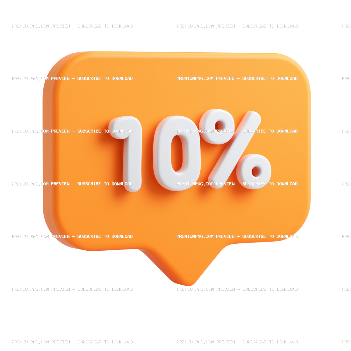 10 percent off in orange rectangular speech bubble