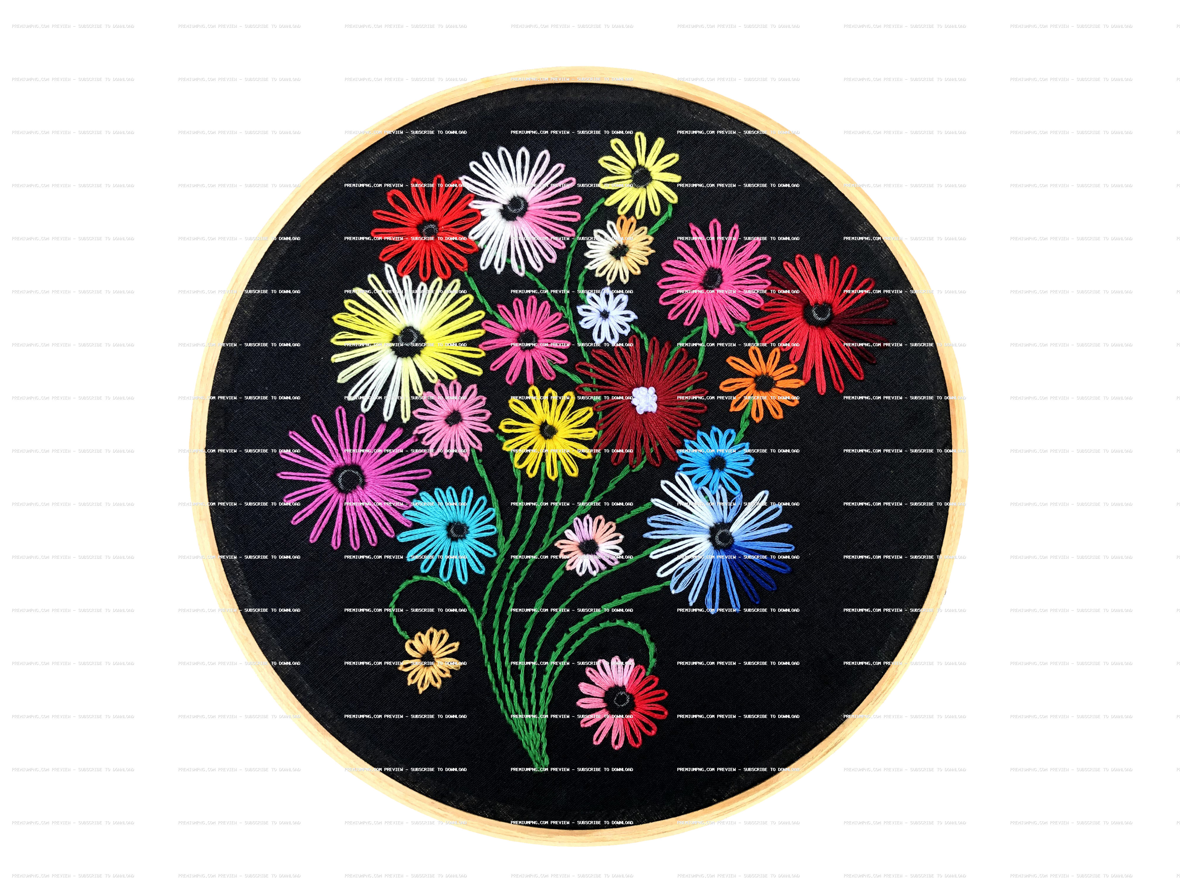 Colorful hand embroidery flower design