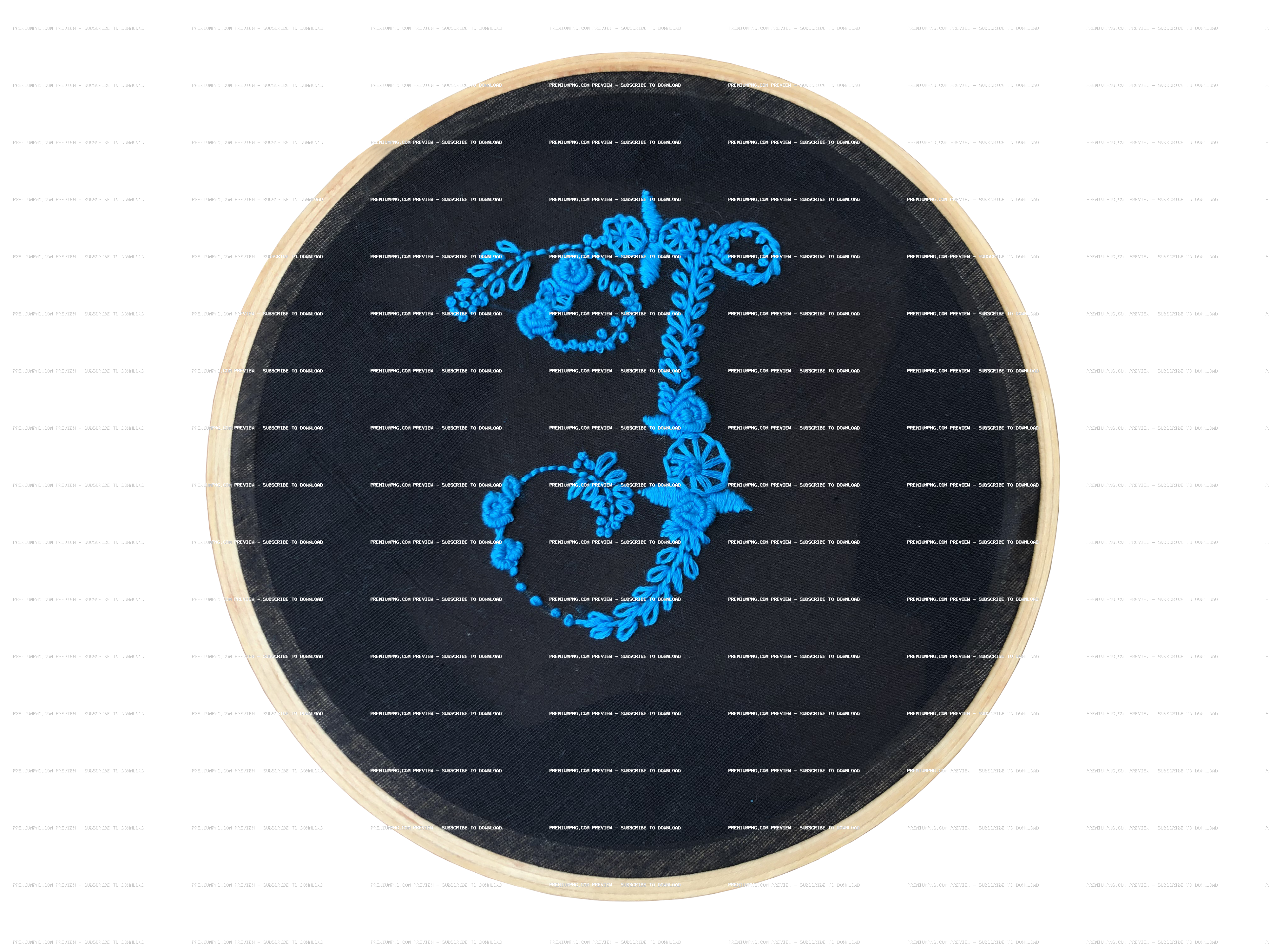 Hand embroidery letter design in transparent background