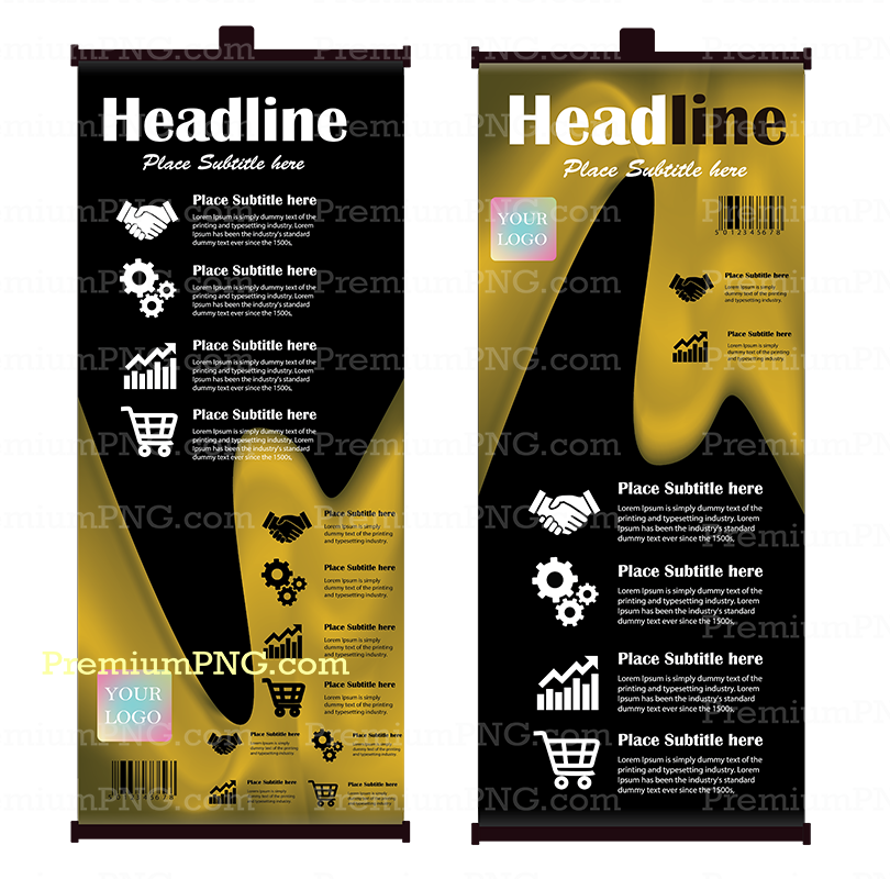 Black Gold Roll-Up Banner Template | Luxury High-Resolution Vector
