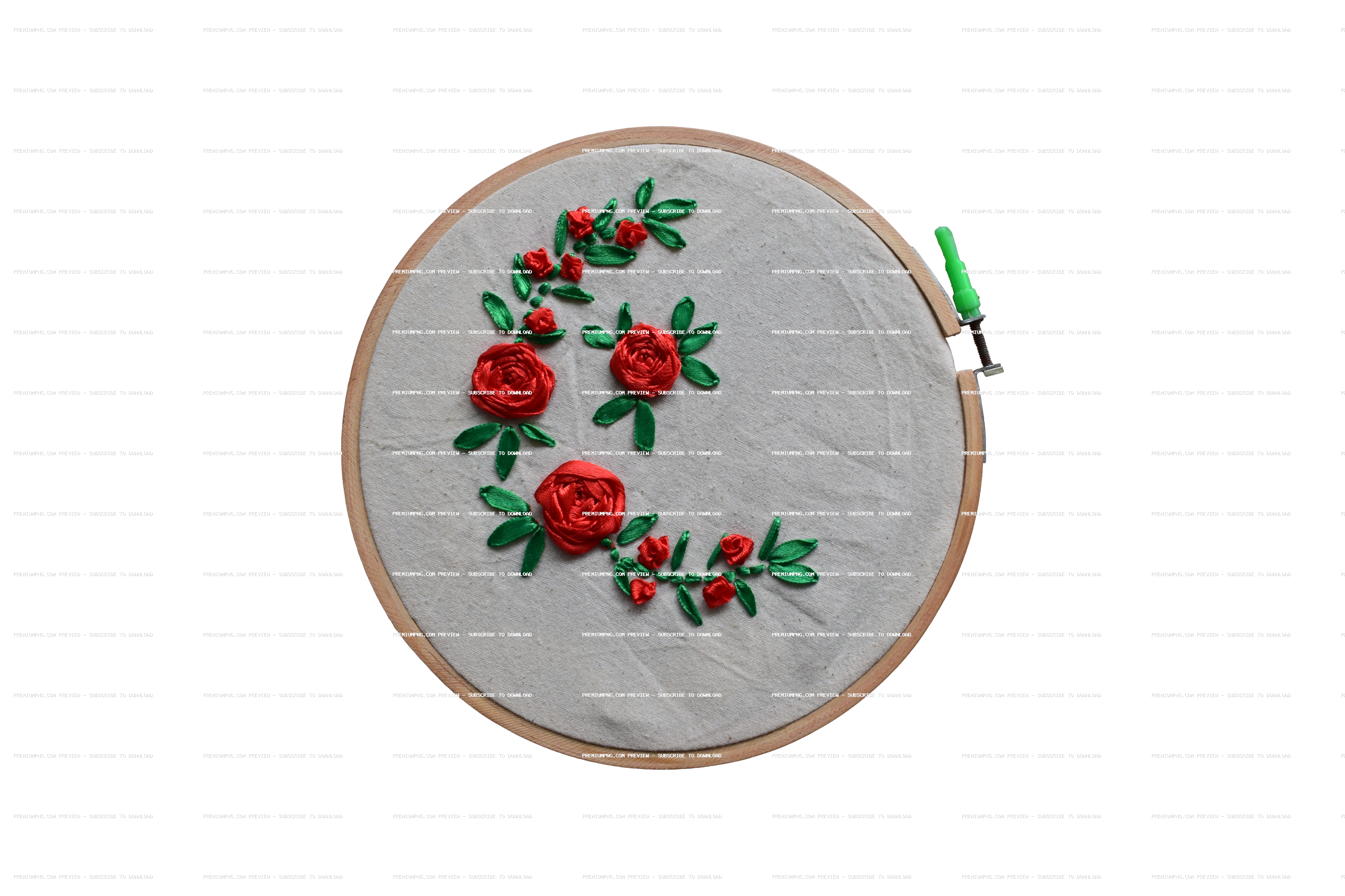 Red Ribbon Flower Embroidery Sample