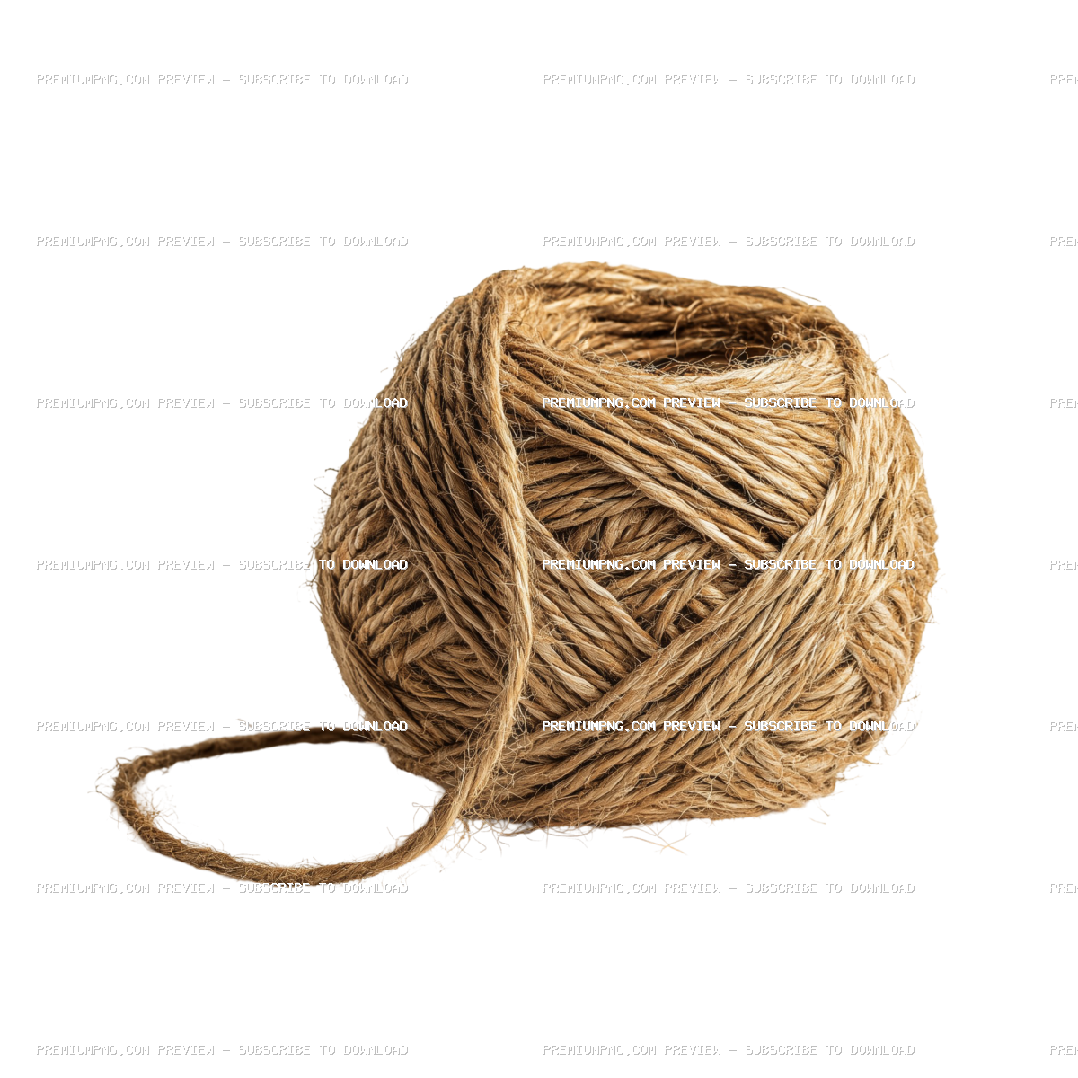 Rough Natural Twine Ball with Trailing Strand isolated on Transparent Background (PNG)