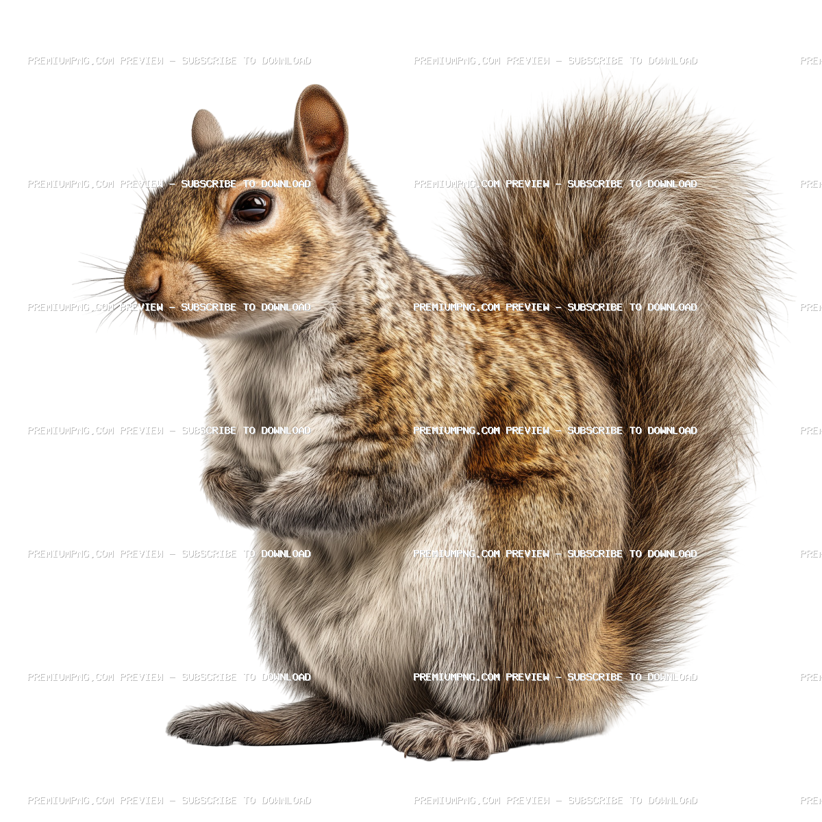Full Body Squirrel Standing Facing Left - Transparent PNG Cutout Stock Photo
