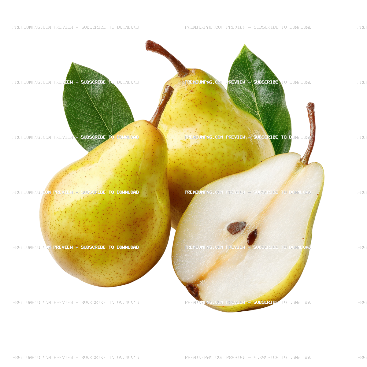 Fresh Chopped Pear Pieces Isolated on Transparent Background PNG | High-Res Cut Fruit Stock Photo