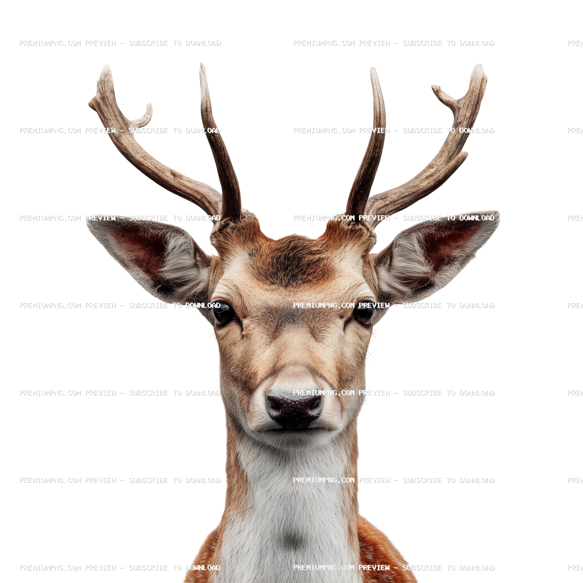 Hornless Deer on White Background – Studio Shot of Female Deer Isolated on White