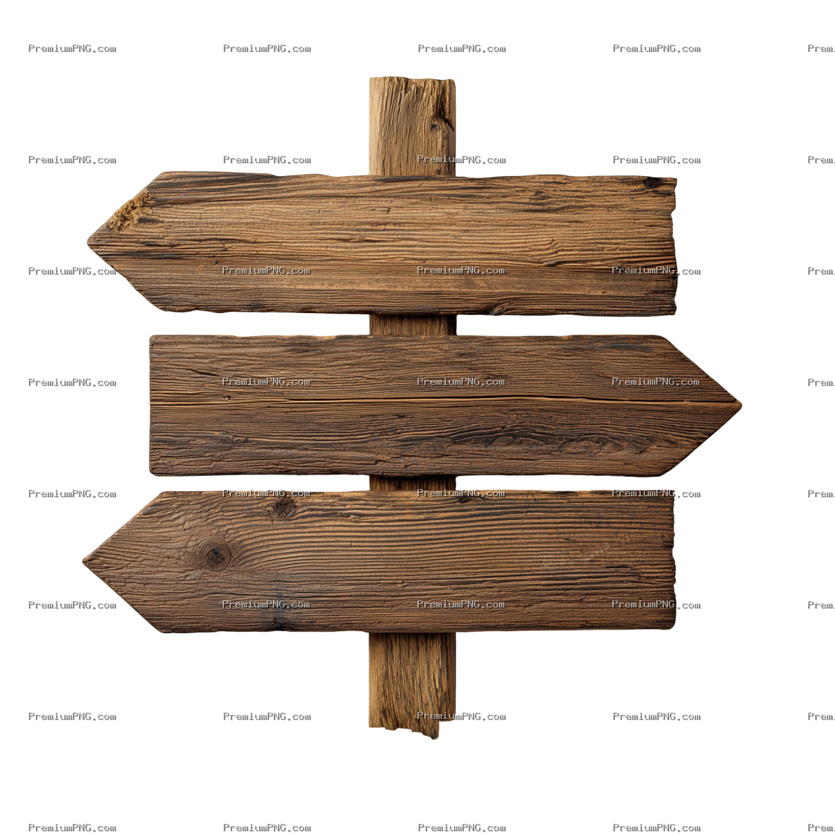 Realistic Wooden Arrow Sign Clipart | Blank Directional Board PNG