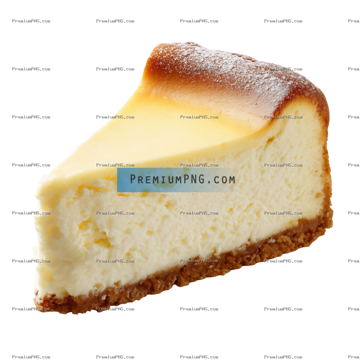 a slice of plain cheesecake. white background